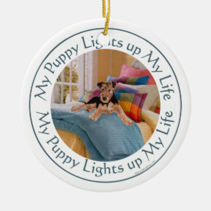 Welpen erhellen mein Leben Keramikornament