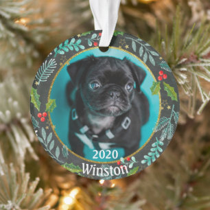 Welpen Erstes Weihnachtsfest-Foto Ornament