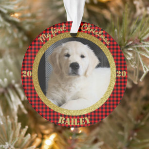 Welpen Erstes Weihnachtsfest-Foto Ornament