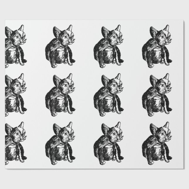 Welpen-französische Bulldoggen-Lech-Packpapier Geschenkpapier (Flach)