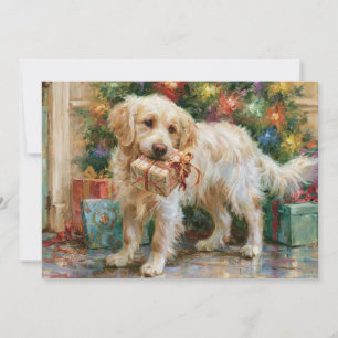 Welpen Golden Retriever Hund Weihnachtsgeschenk Feiertagskarte