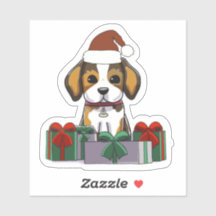 Welpen Hund mit Geschenken Weihnachtskleber