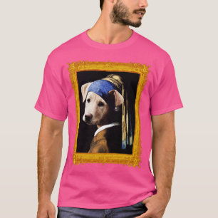 Welpen Hund mit Perlenohrwurm Vermeer Parody Fram T-Shirt