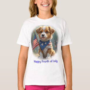 Welpen Hund vierter Juli T-Shirt