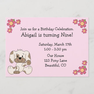 Welpen Hund zum Geburtstag Einladungen für Mädchen