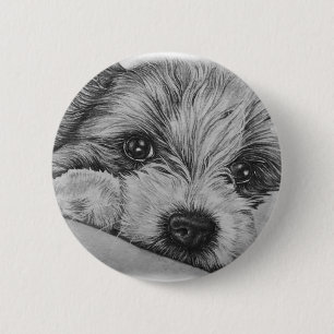 Welpen-Hundezeichnen der Tier-Kunst Button