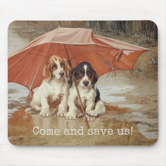 Welpen im Basset unter dem Regenschirm CC0866 Troo Mousepad (Vorne)