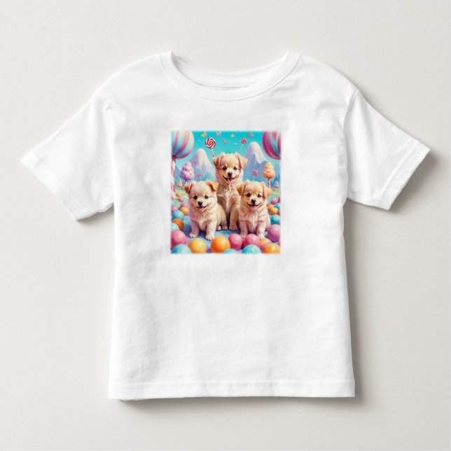 Welpen in Candy Land Kleinkind T - Shirt (Vorderseite)