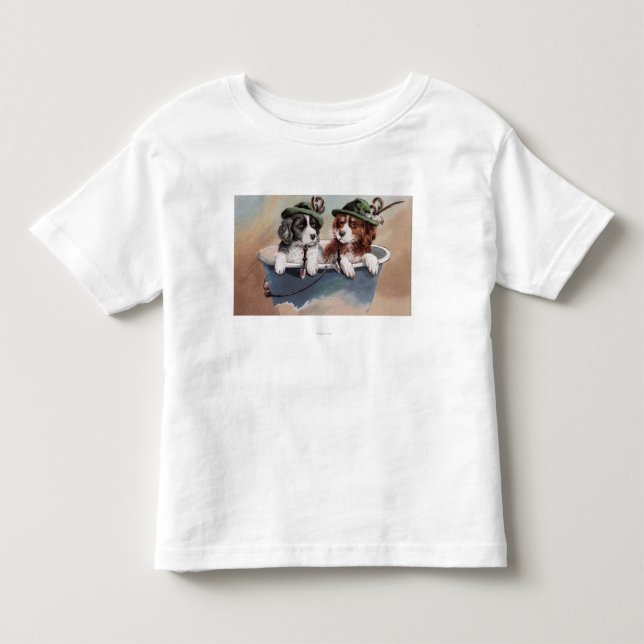 Welpen in den Hüten mit Rohren Kleinkind T-shirt (Vorderseite)