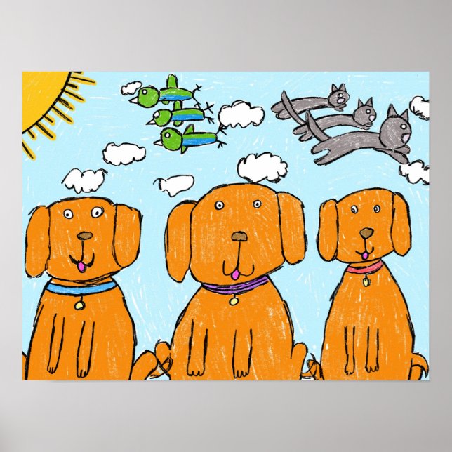 "Welpen in der Sonne" Glücksposter Poster (Vorne)