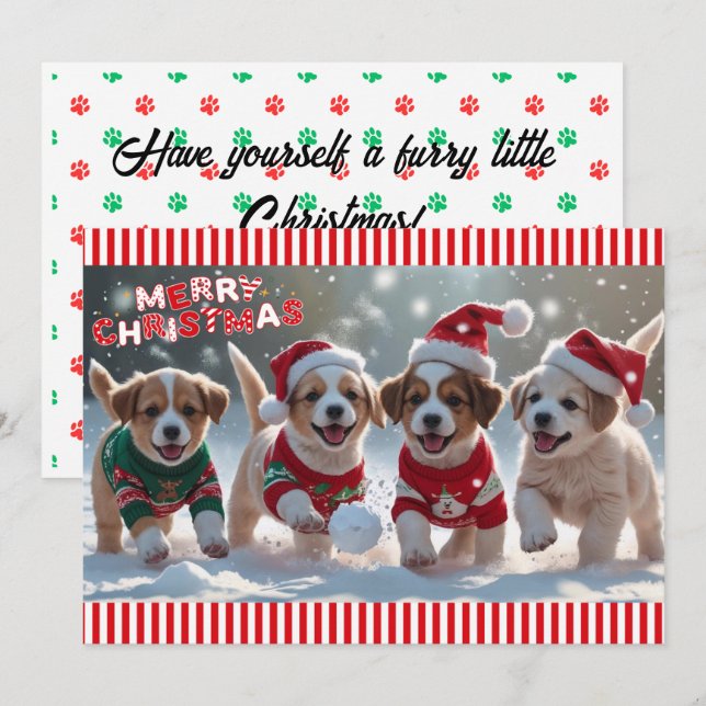 Welpen in Weihnachten Sweaters & Snow Personalisie (Vorne/Hinten)