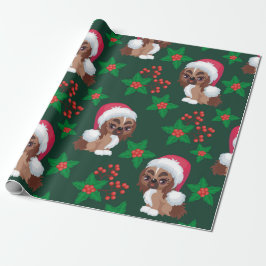 Welpen in Weihnachtsmannmütze Geschenkpapier