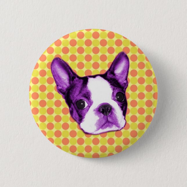 Welpen-Knopf Tupfen-Bostons Terrier Button (Vorderseite)
