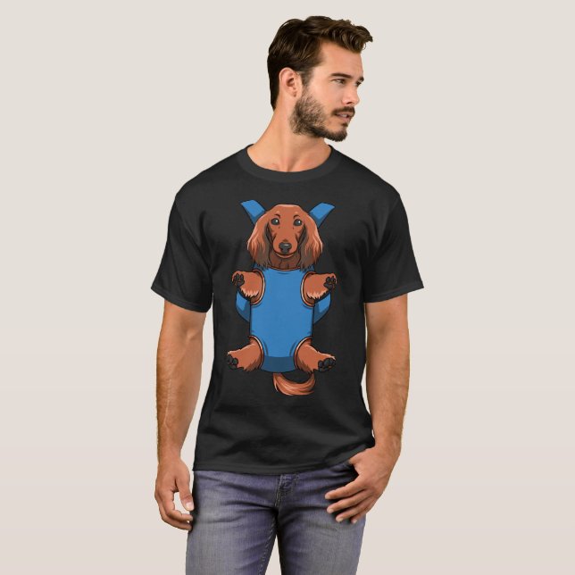 Welpen-langhaarige Dackel-Fördermaschinen-T - T-Shirt (Vorne ganz)