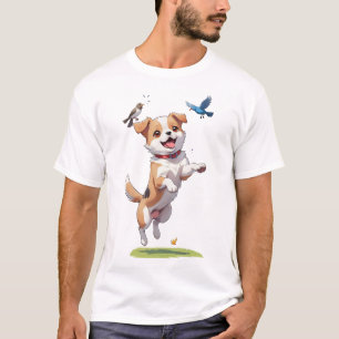 Welpen mit Vögeln, T - Shirt