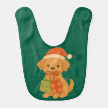 Welpen mit Weihnachtsgeschenken Babylatz