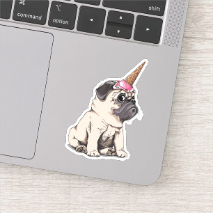 Welpen-Möpse  strebendes Unicorn-Muster Aufkleber