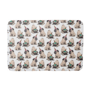 Welpen-Möpse  strebendes Unicorn-Muster Badematte