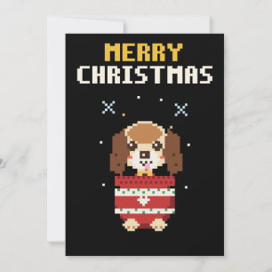 Welpen-Pixel-Art-Weihnachtskarte Feiertagskarte