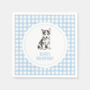 Welpen-Plaid-Geburtstag im Prepper-Stil Serviette
