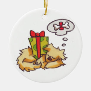 Welpen-Schlafen *Customizable* Feiertagsverzierung Keramik Ornament
