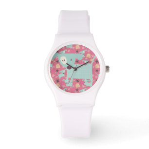 Welpen, Sterne und Blume Armbanduhr