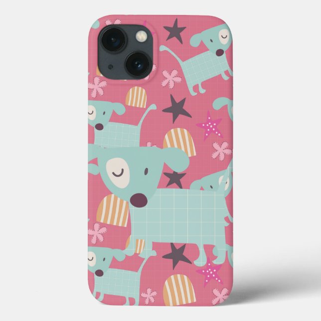 Welpen, Sterne und Blume Case-Mate iPhone Hülle (Rückseite)