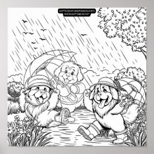 Welpen tanzen im Regen Poster