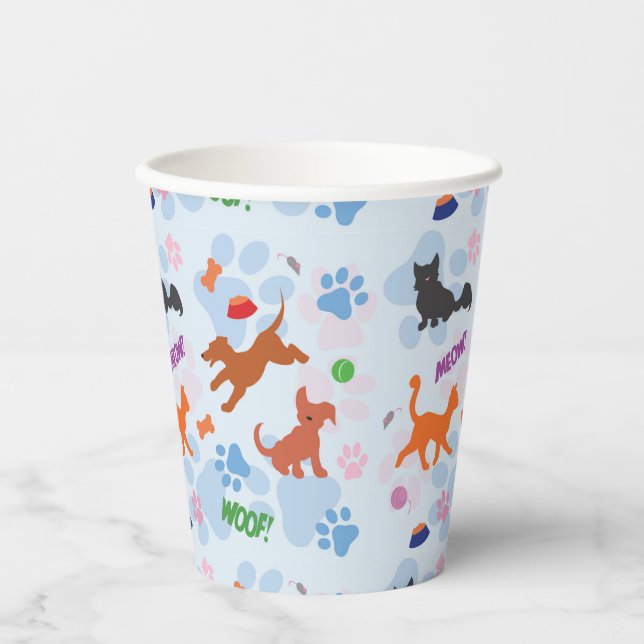Welpen und Kätzchen Papier Cup Pappbecher (Vorderseite)