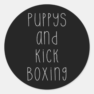 Welpen und Kickboxen Lustiges Hobby Runder Aufkleber