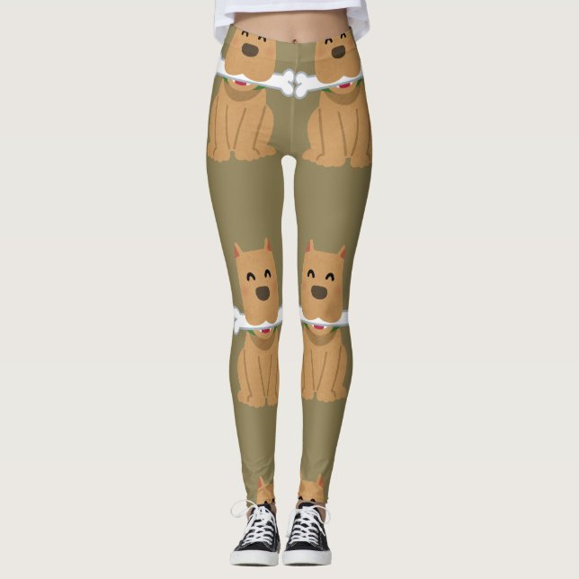 Welpen- und Knochenmuster Leggings (Vorderseite)