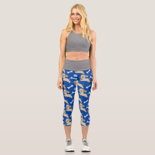 Welpen Weiße Hunde Knochen Blauer Ball Tierwelt L Capri Leggings