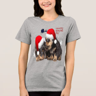 Welpen Weiße Weihnachten mit dem Weihnachtsmann-Sc Tri-Blend Shirt