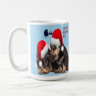 Welpen Weißen Weihnachten mit Weihnachtsmann-Schli Kaffeetasse
