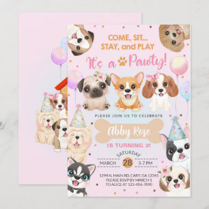 Welpen, Welpen, pawty girl - Einladung zum Geburts