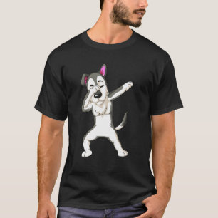 Welpen White Dabbing Dog Husky T-Shirt