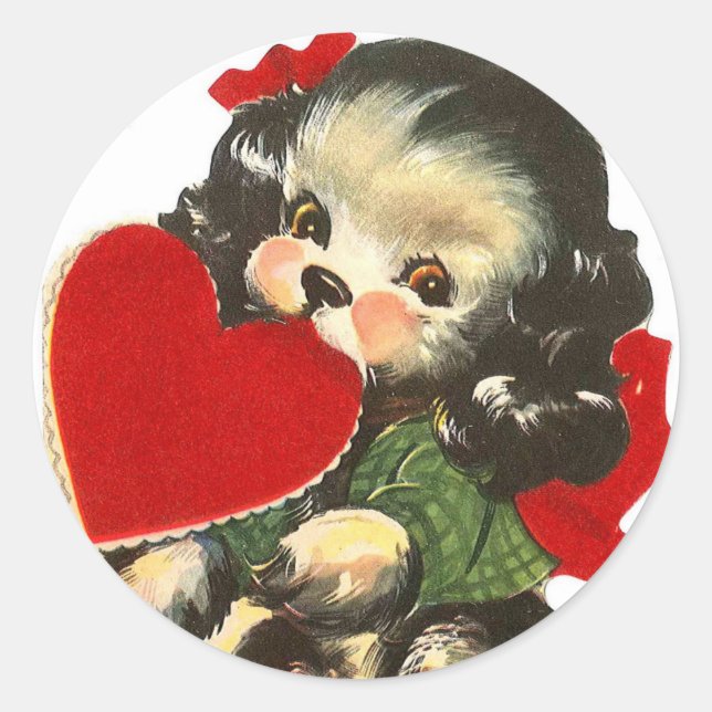 Welpenherz | Valentine | Rundkleber Runder Aufkleber (Vorderseite)