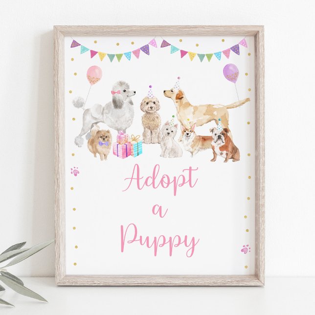 Welpenhühner Pink Girl Adoptiere ein Welpenzeichen Poster (Von Creator hochgeladen)