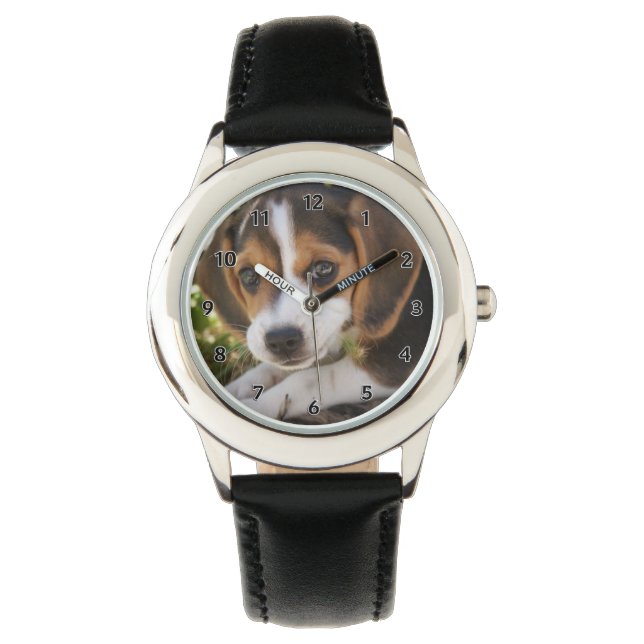 Welpenhund-Beagle Armbanduhr (Vorderseite)