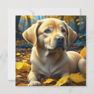 Welpenhund spielt in Herbstlaub  