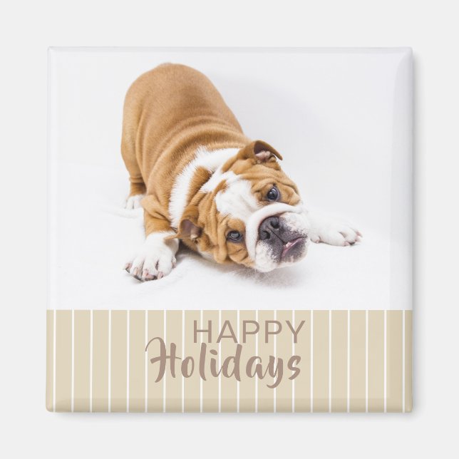 Welpenhund Weihnachts-Foto Magnet (Vorne)