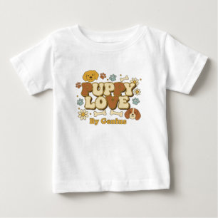 Welpenliebe T-Shirt, Groovy Retro 70er Hunde Liebh Baby T-shirt