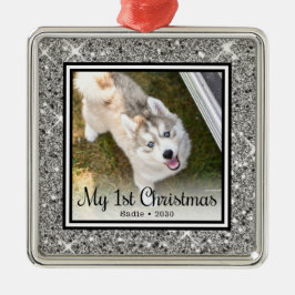 Welpen's 1. Weihnachtsfest Foto Ornament Aus Metall
