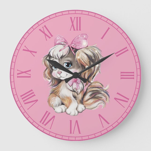 Welpenuhr Große Wanduhr (Vorderseite)