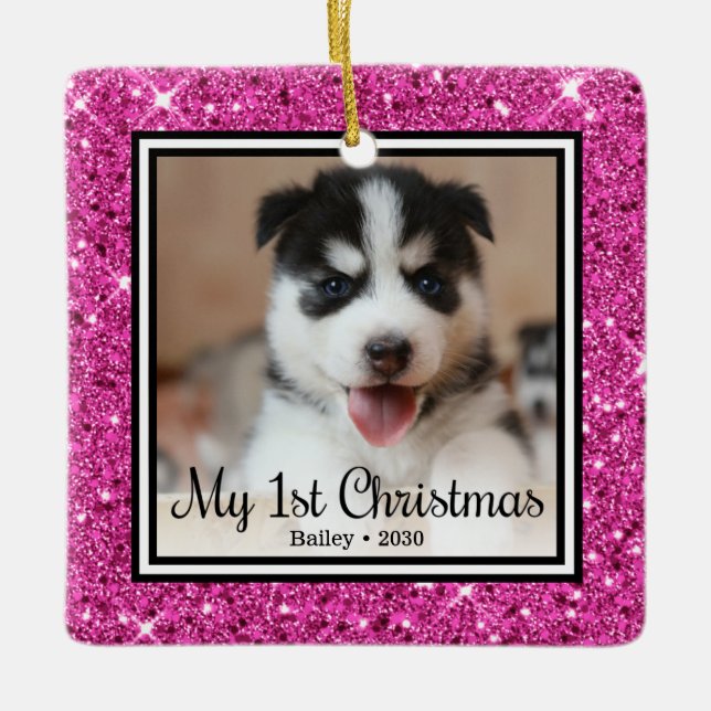 Welpenweihnachtsfest Keramikornament (Vorderseite)