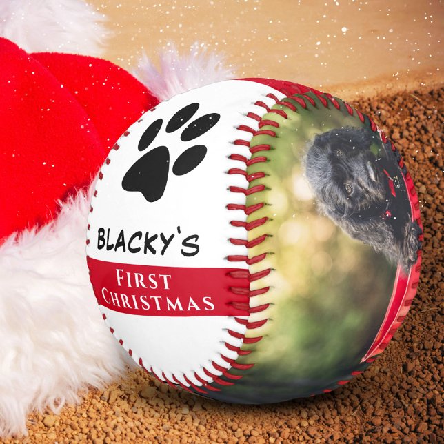 Welpe's erste Weihnachts-Hund Paw Foto Collage Baseball (Von Creator hochgeladen)