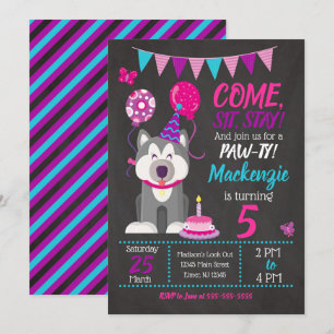 Welppy Birthday Einladung Girl Paw-ty Husky
