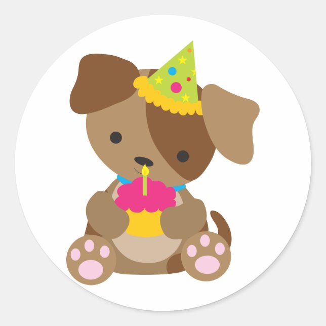 Welppy Birthday Runder Aufkleber (Vorderseite)