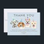 Welppy Dog Birthday Party Danke<br><div class="desc">Niedlich Dankeschön,  dass Sie nach der Geburtstagsfeier Ihres Kindes eine Kundenkarte verschicken können. Diese Karte hat bereits Text,  den Sie verwenden können,  wie es ist oder bearbeiten einfach online. Illustration von 4 Hunden (dalmatinisch,  Beagle,  Pit Bull Terrier) mit dem Party Hut mit dem Text "danke" über ihnen.</div>