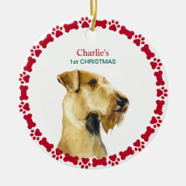 Welppy First Christmas Custom Airedale Terrier Keramik Ornament